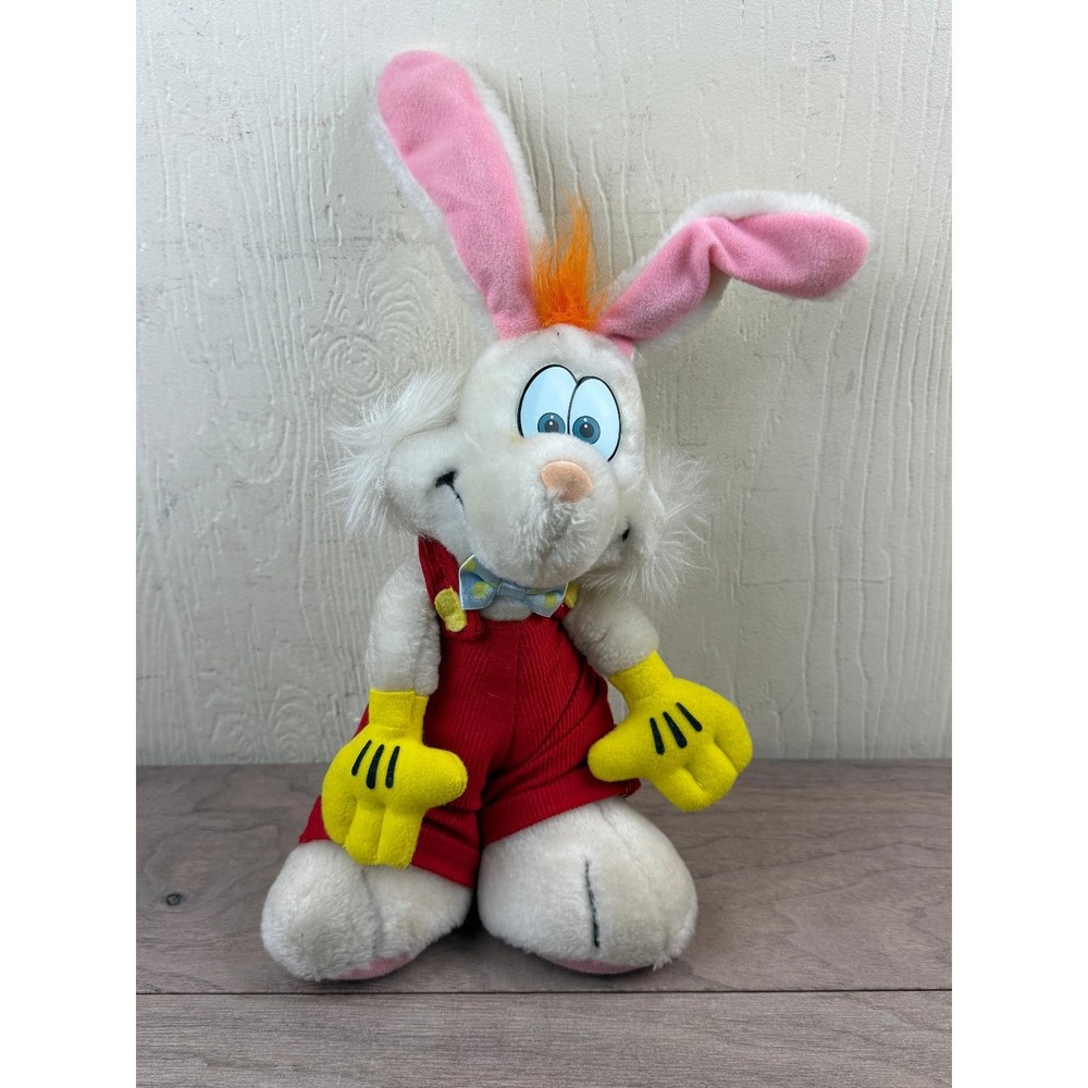 Disney Roger Rabbit Plush Stuffed Animal Red Overalls 10" Vintage 1987